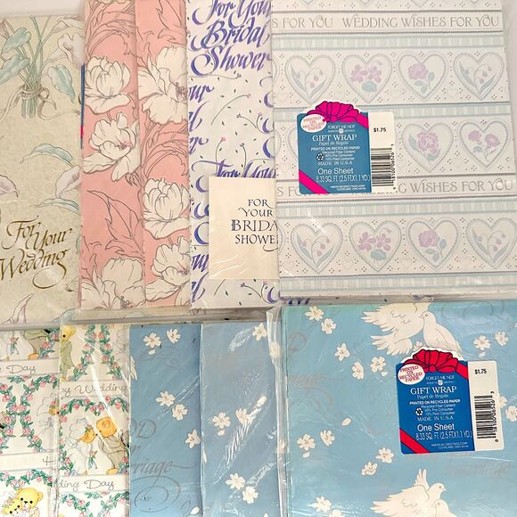 10 Vintage Forget Me Not Bridal Shower Bride Marriage Gift Wrap Sheets Sealed - Picture 1 of 8